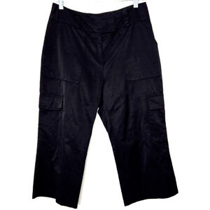 Vintage Friponne Paris Womens Cargo Pants 3 Black Cropped Mid Rise Wide Leg 90s